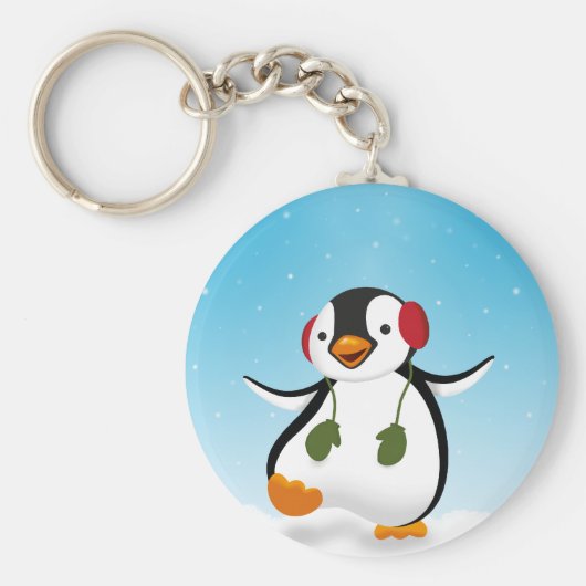 Cute Funny Winter Penguin Sleutelhanger (Voorkant)