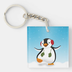 Cute Funny Winter Penguin Sleutelhanger