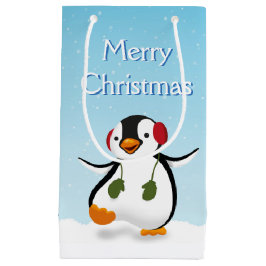 Cute Funny Winter Penguin Small Gift Bag Klein Cadeauzakje