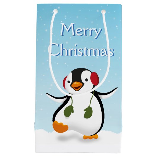 Cute Funny Winter Penguin Small Gift Bag Klein Cadeauzakje (Voorkant)