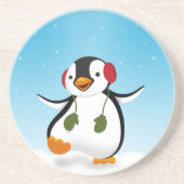 Cute Funny Winter Penguin Zandsteen Onderzetter (Voorkant)