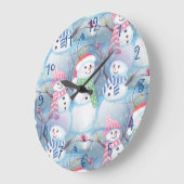 Cute Funny Winter Season Snowmen Waterverf Art Grote Klok (Hoek)
