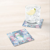 Cute Funny Winter Season Snowmen Waterverf Art Kartonnen Onderzetters (Insitu)