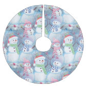 Cute Funny Winter Season Snowmen Waterverf Art Kerstboom Rok (Voorkant)
