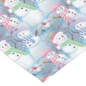 Cute Funny Winter Season Snowmen Waterverf Art Korte Tafelloper (Hoek)