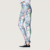 Cute Funny Winter Season Snowmen Waterverf Art Leggings (Links)
