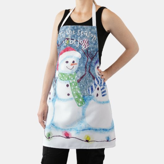 Cute Funny Winter Season Snowmen Waterverf Art Schort (Insitu)