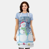 Cute Funny Winter Season Snowmen Waterverf Art Schort (Gedragen)