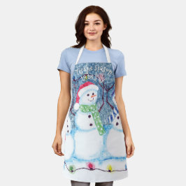 Cute Funny Winter Season Snowmen Waterverf Art Schort