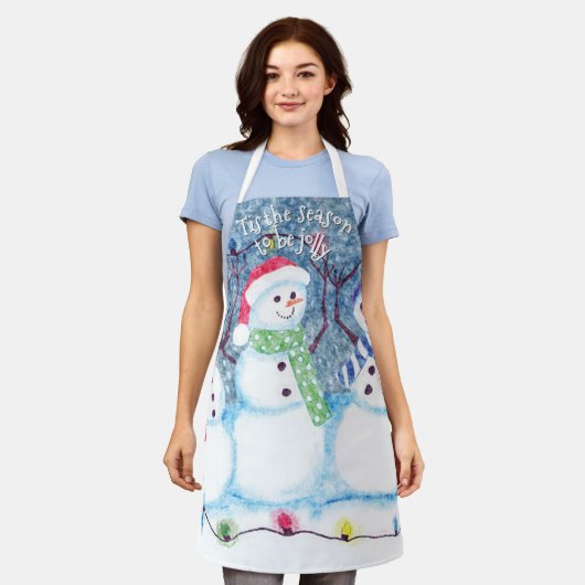 Cute Funny Winter Season Snowmen Waterverf Art Schort (Gedragen)