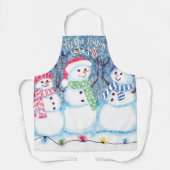 Cute Funny Winter Season Snowmen Waterverf Art Schort (Voorkant)