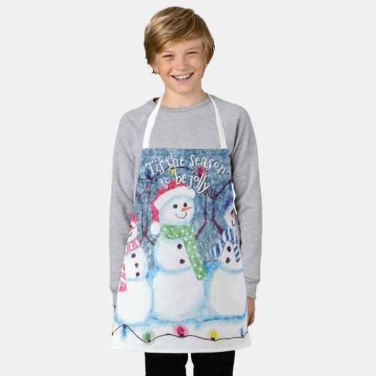 Cute Funny Winter Season Snowmen Waterverf Art Schort (Gedragen)