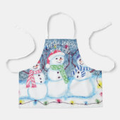 Cute Funny Winter Season Snowmen Waterverf Art Schort (Voorkant)