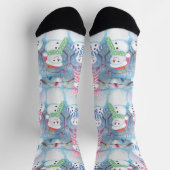 Cute Funny Winter Season Snowmen Waterverf Art Sokken (Top)