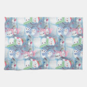 Cute Funny Winter Season Snowmen Waterverf Art Theedoek (Horizontaal)