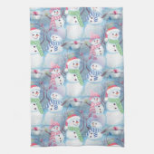 Cute Funny Winter Season Snowmen Waterverf Art Theedoek (Verticaal)