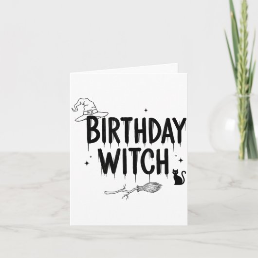 Cute Funny Witch Witchy Birthday Witches Happy Wom Kaart (Voorkant)