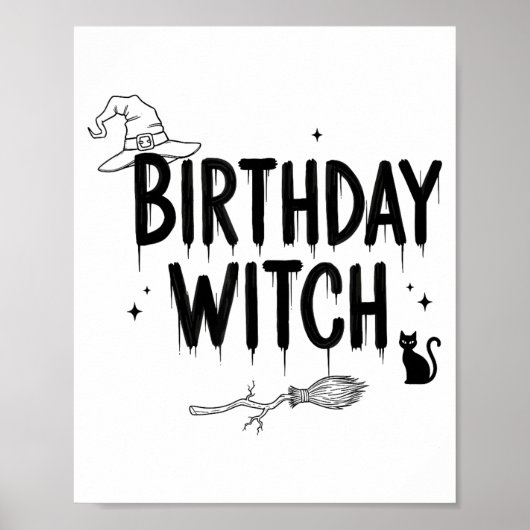 Cute Funny Witch Witchy Birthday Witches Happy Wom Poster (Voorkant)