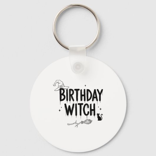 Cute Funny Witch Witchy Birthday Witches Happy Wom Sleutelhanger (Voorkant)