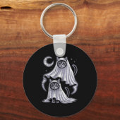 Cute Funny Wizard Cat Ghost Weird Kitten Meme Hall Sleutelhanger (Voorkant)