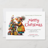 Cute Funny Woman Crazy Christmas Comic Style Card Feestdagenkaart (Voorkant)