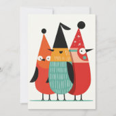 Cute Funny Xmas Birds Minimalist Merry Christmas Feestdagenkaart (Voorkant)