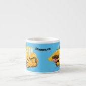 Cute funny yellow bulldozer cartoon character  espresso kop (Voorkant)