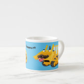 Cute funny yellow bulldozer cartoon character  espresso kop (Voorkant rechts)