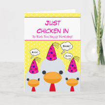 Cute Funny Yellow Chicken in Happy Birthday