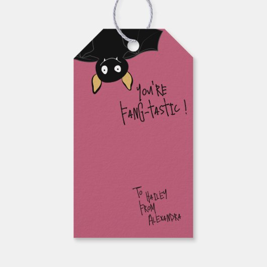 Cute Funny You’re Fang-tastic Bat Pun Cadeaulabel (Achterkant)