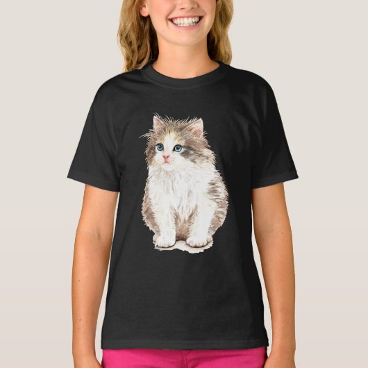 Cute Furry Cat T-shirt (Voorkant)