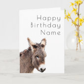 Cute Furry Donkey Deco Birthday Card Kaart (Gele Bloem)