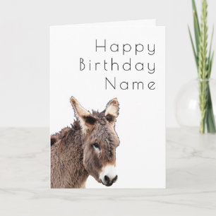 Cute Furry Donkey Deco Birthday Card Kaart