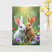 Cute Furry Friends Love Card Kaart (Gele Bloem)