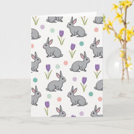 Cute Furry Friends Pattern Card Kaart (Gele Bloem)