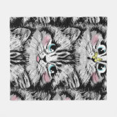 Cute furry kitten face seamless pattern. Illustrat Fleece Deken (Voorkant (Horizontaal))