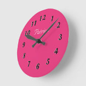 Cute Fushia en White Personalized Wall Clock Ronde Klok (Hoek)