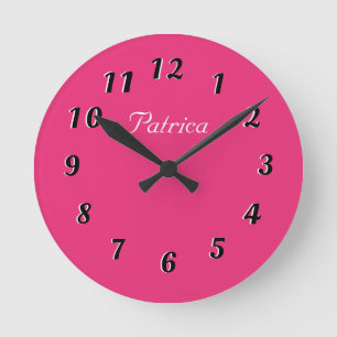 Cute Fushia en White Personalized Wall Clock Ronde Klok