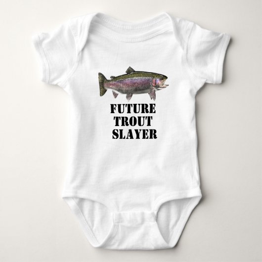 Cute Future Rainbow Trout Slayer Vist Baby Romper (Voorkant)