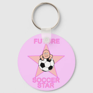Cute Future Soccer Star Pink Sleutelhanger