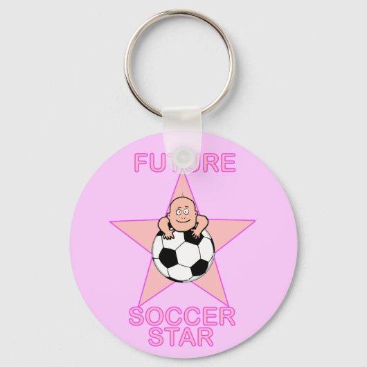 Cute Future Soccer Star Pink Sleutelhanger (Voorkant)