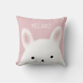Cute Fuzzy Bunny Pink - Gepersonaliseerd Kussen (Voorkant)