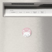 Cute Fuzzy Bunny Pink op maat Magneet (Insitu (Vaatwasser))
