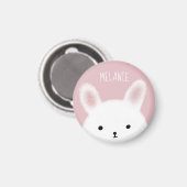 Cute Fuzzy Bunny Pink op maat Magneet (Voorkant / Achterkant)