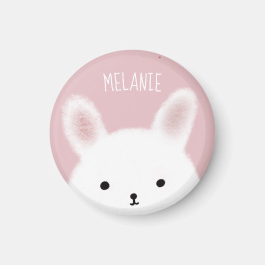 Cute Fuzzy Bunny Pink op maat Magneet (Voorkant)