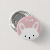 Cute Fuzzy Bunny Pink op maat Ronde Button 3,2 Cm (Voorkant /achterkant)