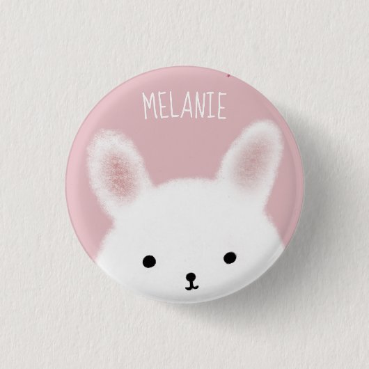 Cute Fuzzy Bunny Pink op maat Ronde Button 3,2 Cm (Voorkant)