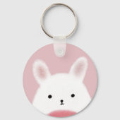 Cute Fuzzy Bunny Pink op maat Sleutelhanger (Achterkant)
