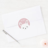 Cute Fuzzy Bunny Pink Personalised Ronde Sticker (Envelop)