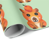 Cute Fuzzy Capybara met Sinaas | Kawaii Dier Kunst Cadeaupapier (Rol Hoek)